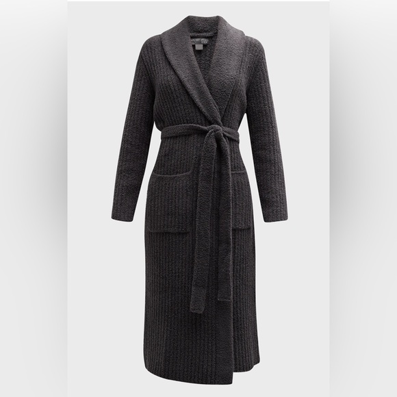 Barefoot Dreams Unisex Eco CozyChic Ribbed Robe, Carbon/Black, Size 3, Large - Picture 6 of 7